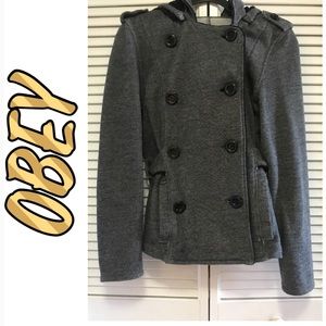 Obey Gray Faux Fur Coat